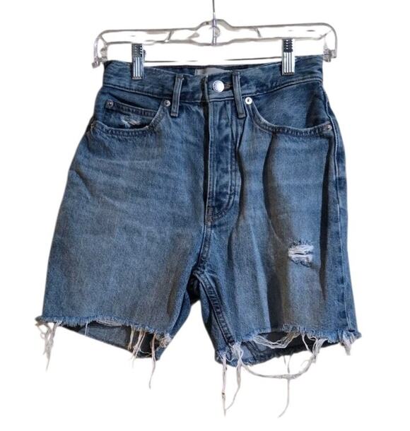 Everlane Pants - Everlane The Rigid Way High Short Organic Cotton Denim Cutoff Distressed Shorts